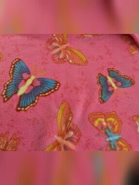 Vibrant Butterfly Themed Soft Fleece Fabric 55" x 66" New Unused